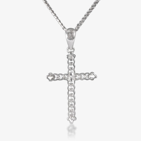 Platinum Diamond-Cut Cross Pendant