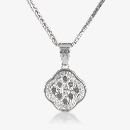 Platinum Diamond-Cut Quatrefoil Pendant