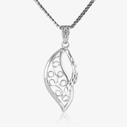 Platinum Filigree Leaf Pendant