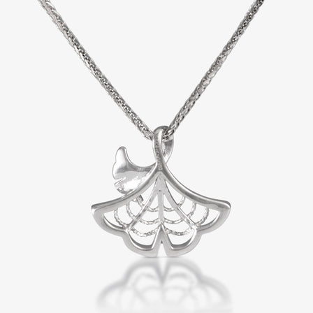 Platinum Filigree Ginkgo Leaf Pendant