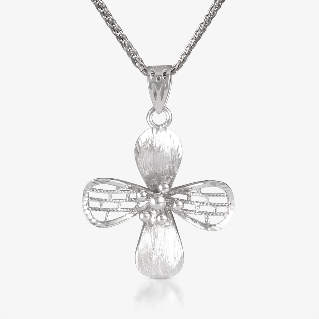 Platinum Filigree Cross Petal Pendant