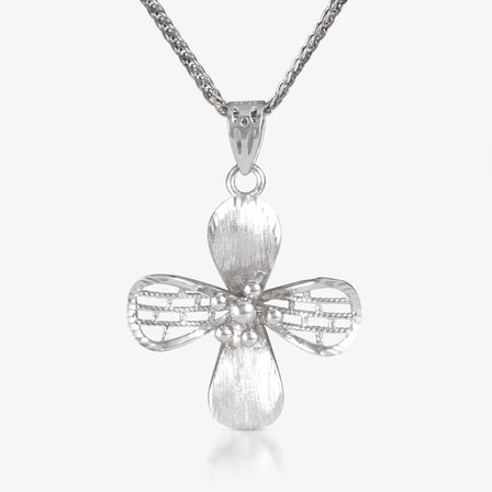 Platinum Filigree Cross Petal Pendant