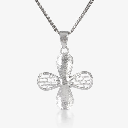 Platinum Filigree Cross Petal Pendant