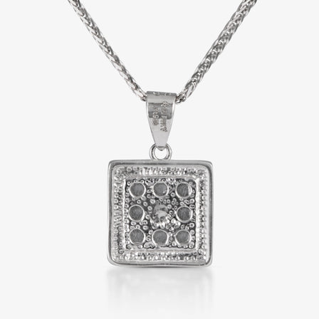 Platinum Diamond-Cut Square Pendant