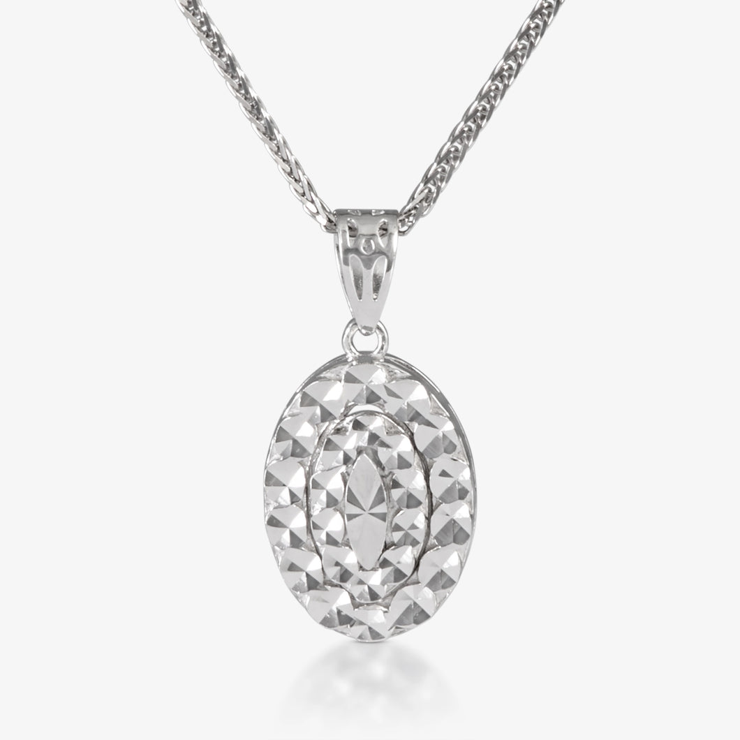 Platinum Diamond-Cut Oval Pendant