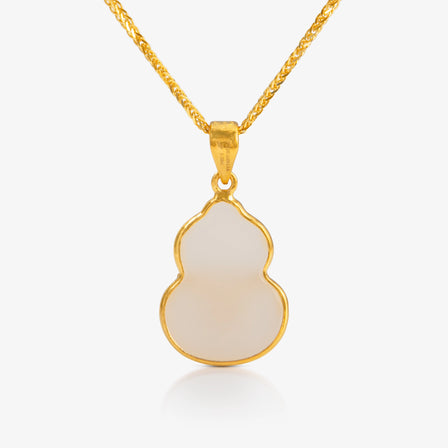 Nephrite and 24K Gold Hulu Pendant