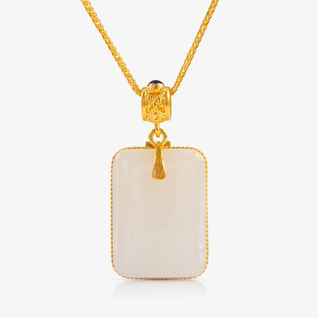 Nephrite and 24K Gold Six-Syllable Tag Pendant