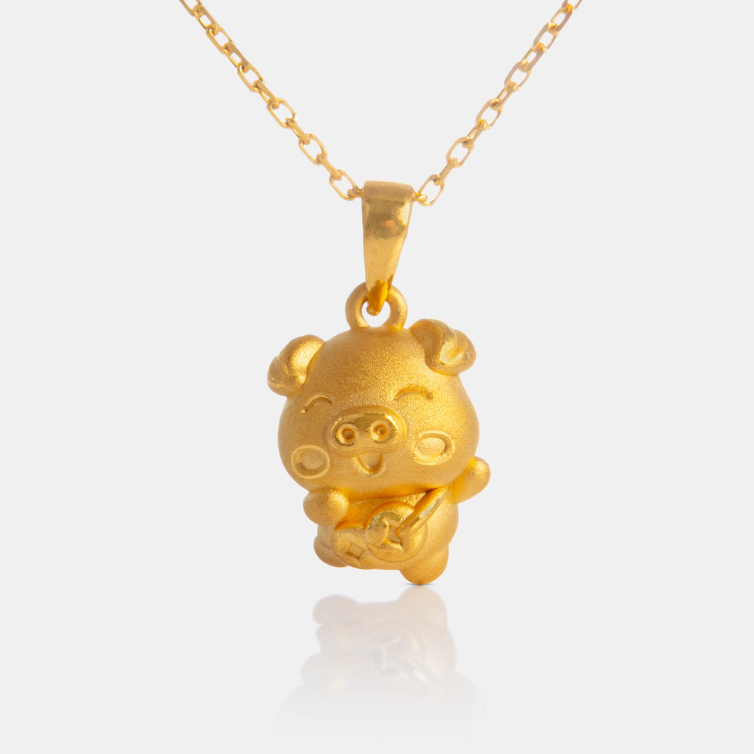 24K Gold Pig Pendant<meta name=