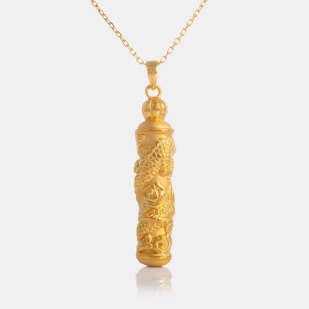 24K Gold Dragon Cylinder Pendant <meta name="title" content="<span style='display:none;'>Lao Feng Xiang 老凤祥</span> 24K Gold Dragon Pendant">