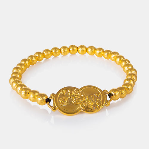 24K Antique Gold Hulu Bead Bracelet