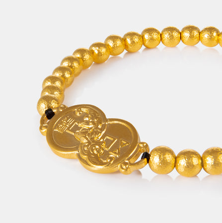 24K Antique Gold Hulu Bead Bracelet