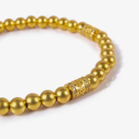 24K Antique Gold Diamond Six-Syllable Bead Bracelet