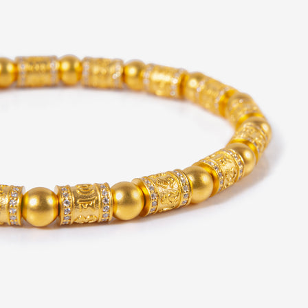 24K Antique Gold Diamond Prayer Bead Bracelet