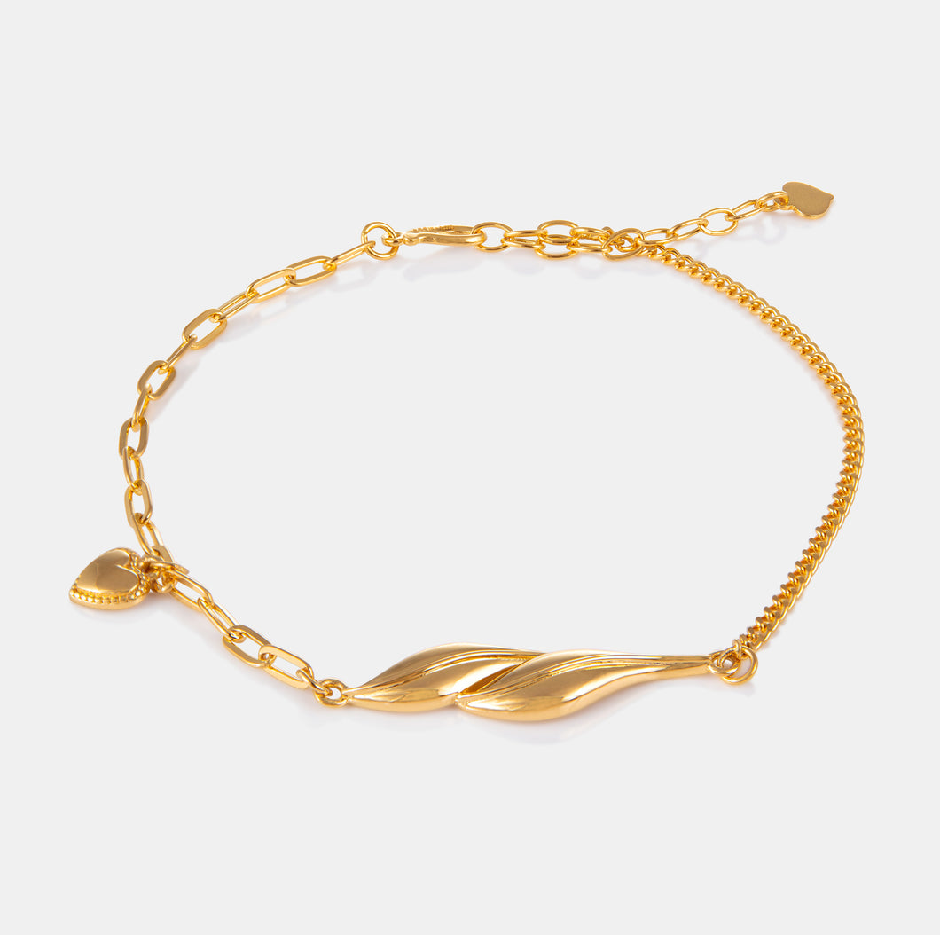 24K Gold Leaf Charm Line Bracelet