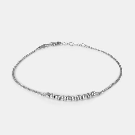 Platinum Multi Bead Line Bracelet