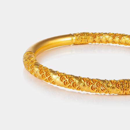 24K Antique Gold Dragon Scale Bangle <meta name="title" content="<span style='display:none;'>Lao Feng Xiang 老凤祥</span> 24K Antique Gold Dragon  Scale Bangle">