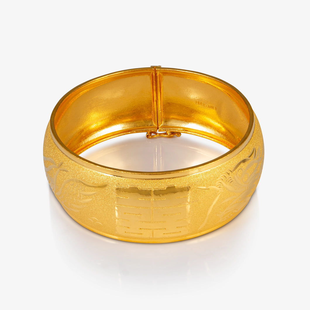 24K Gold Dragon and Phoenix Bangle