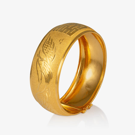 24K Gold Dragon and Phoenix Bangle