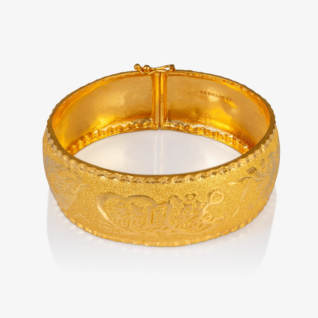 24K Gold Dragon and Phoenix Bangle