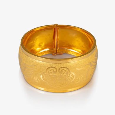 24K Gold Dragon and Phoenix Blessing Bangle