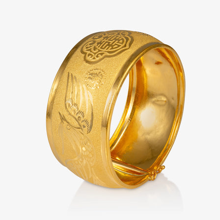 24K Gold Dragon and Phoenix Blessing Bangle