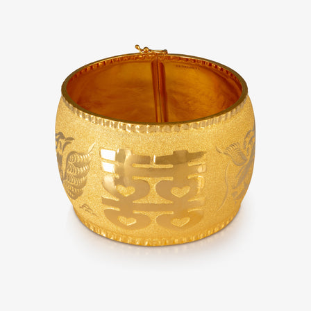 24K Gold Dragon and Phoenix Blessing Bangle