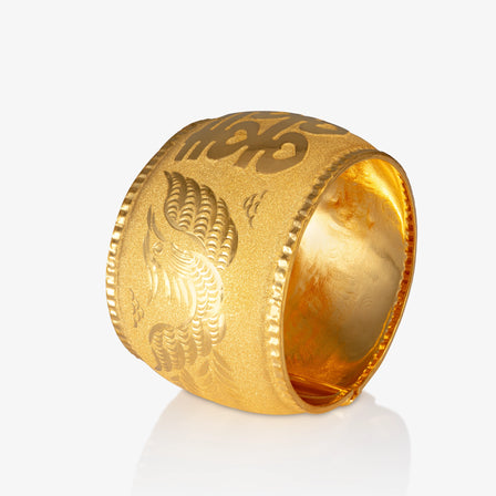 24K Gold Dragon and Phoenix Blessing Bangle