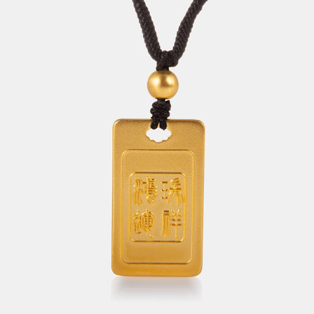 24K Antique Gold Phoenix Tag Family Necklace
