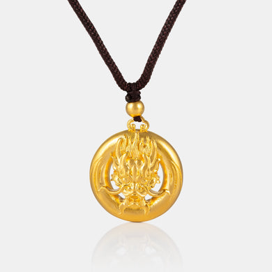 24K Antique Gold Dragon Head Necklace <meta name=