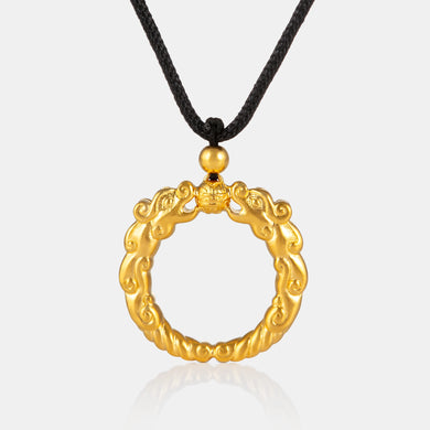 24K Antique Gold Dragon Ball Necklace <meta name=