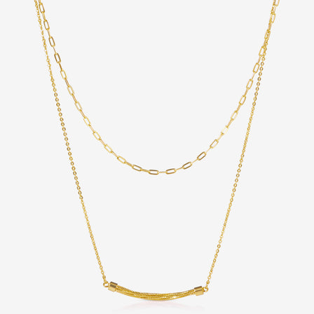 24K gold double-layer necklace with curved bar detail – Lao Feng Xiang

Paperclip and cable chain necklace in gold – 11.40g minimalist design