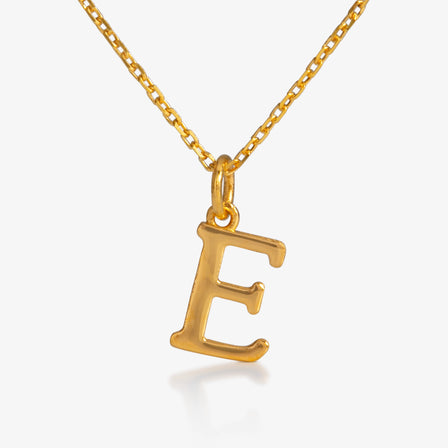 24K Gold Monogram Necklace - Letter E