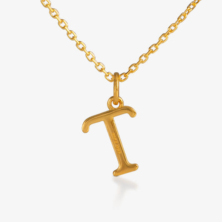 24K Gold Monogram Necklace - Letter T