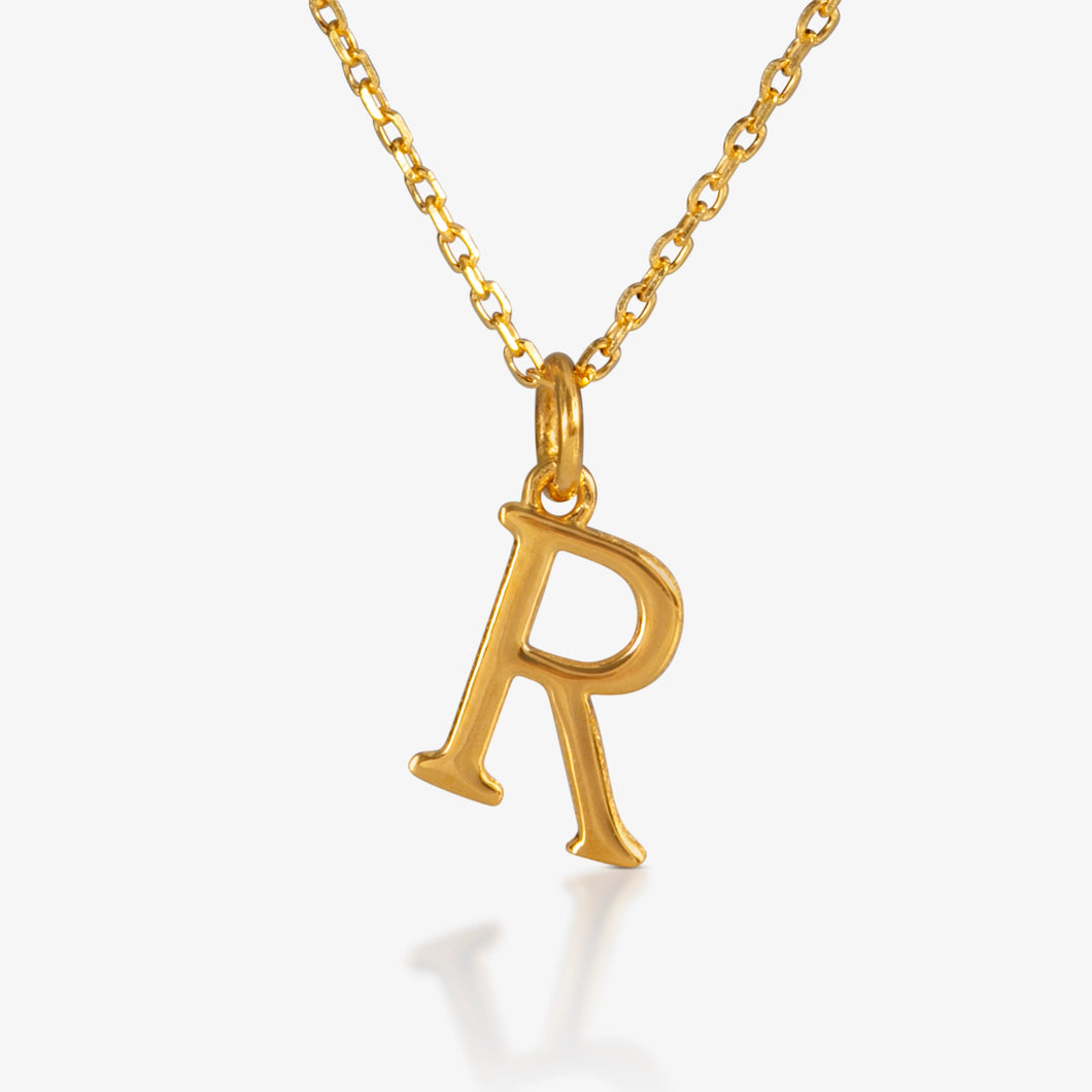 24K Gold Monogram Necklace - Letter R