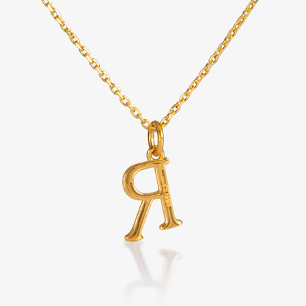 24K Gold Monogram Necklace - Letter R