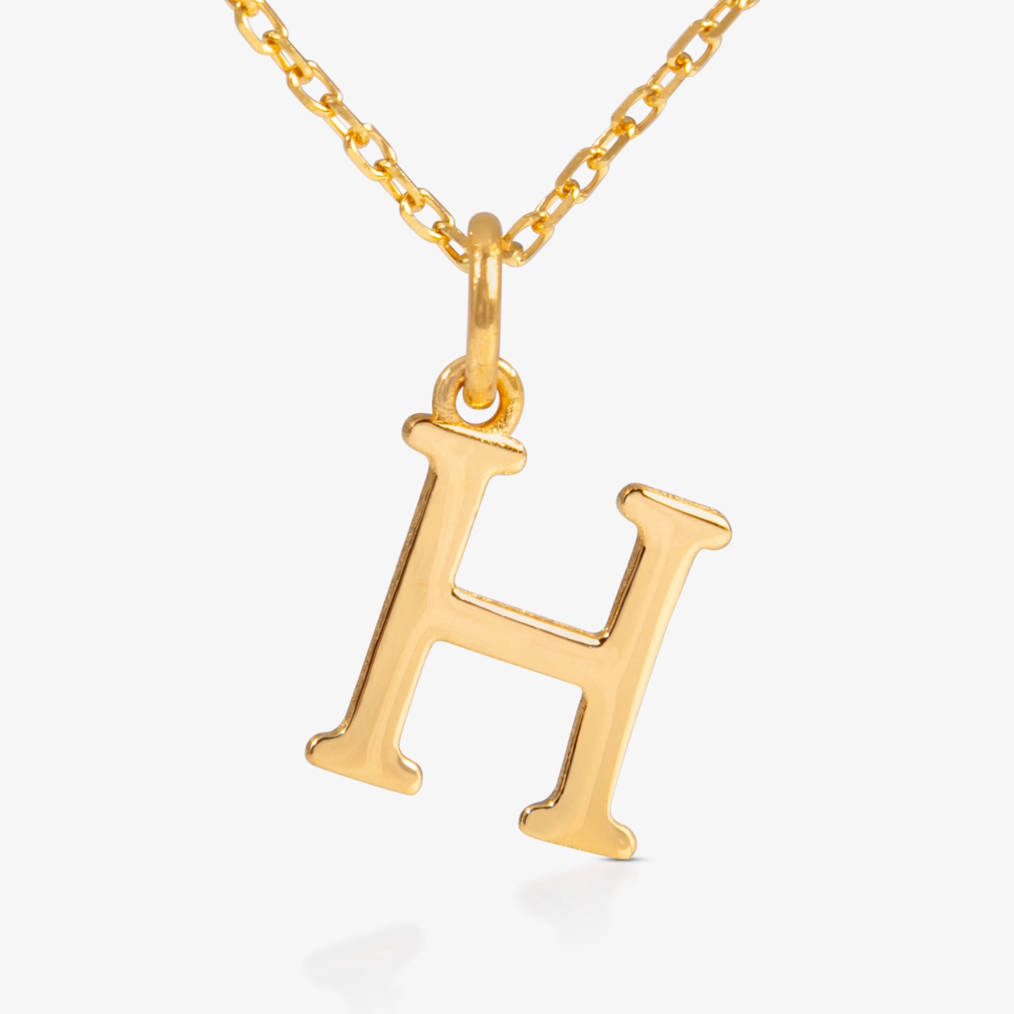 24K Gold Monogram Necklace - Letter H – Lao Feng Xiang Canada