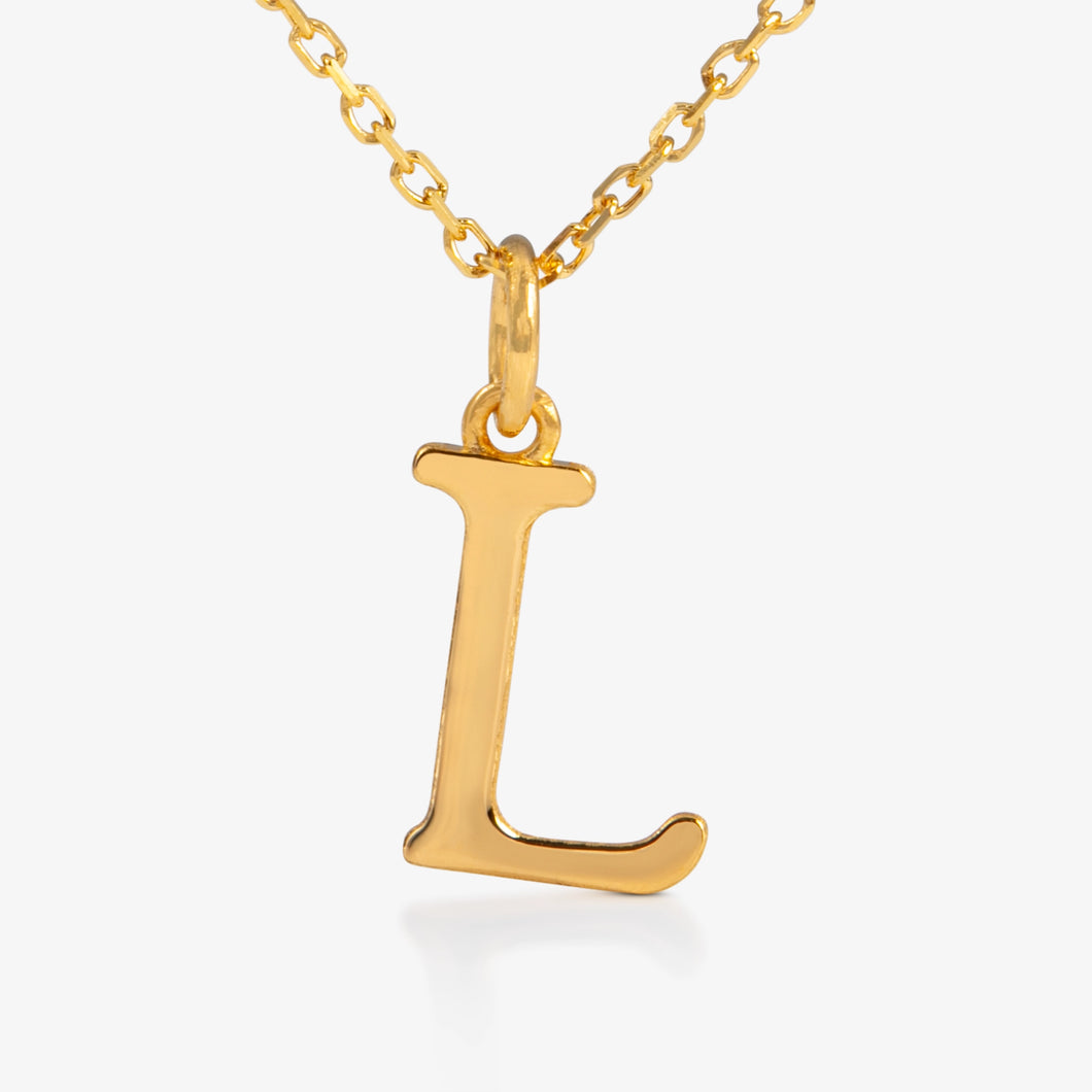 24K Gold Monogram Necklace - Letter L