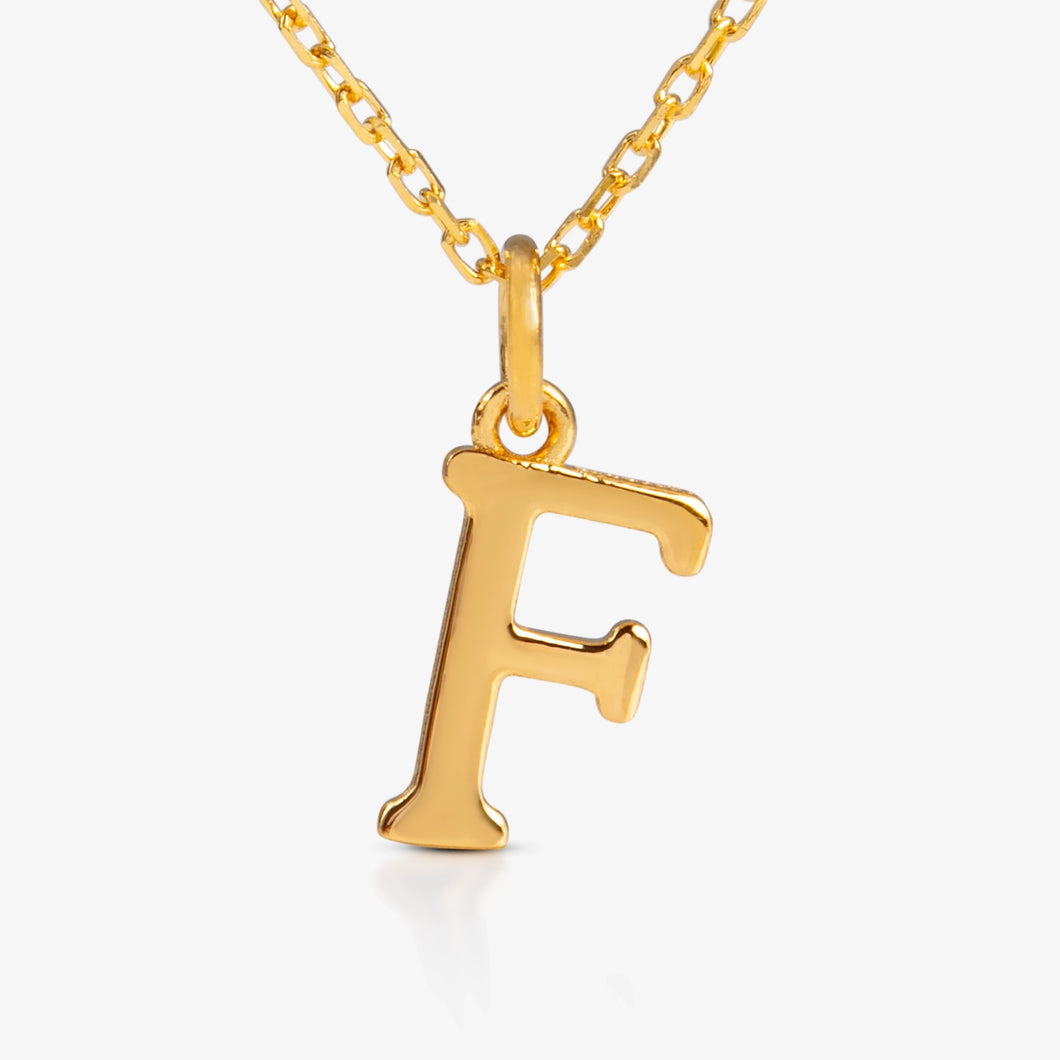 24K Gold Monogram Necklace - Letter F