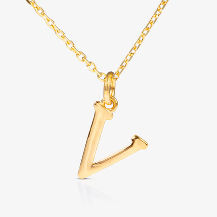 24K Gold Monogram Necklace - Letter V