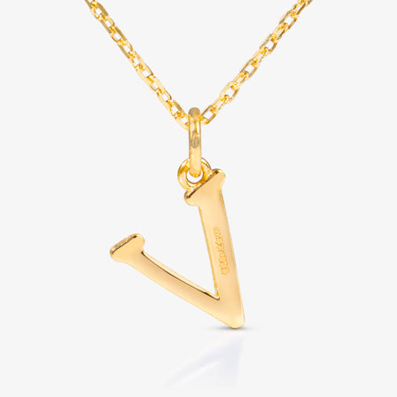 24K Gold Monogram Necklace - Letter V