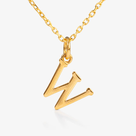 24K Gold Monogram Necklace - Letter W