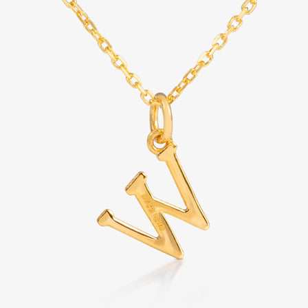 24K Gold Monogram Necklace - Letter W