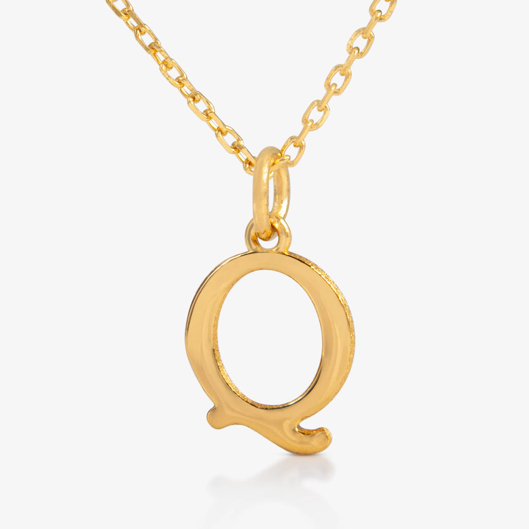 24K Gold Monogram Necklace - Letter Q