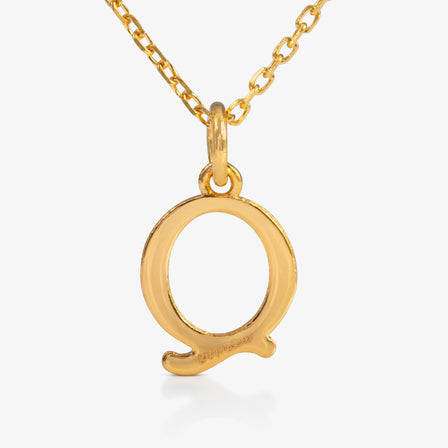 24K Gold Monogram Necklace - Letter Q