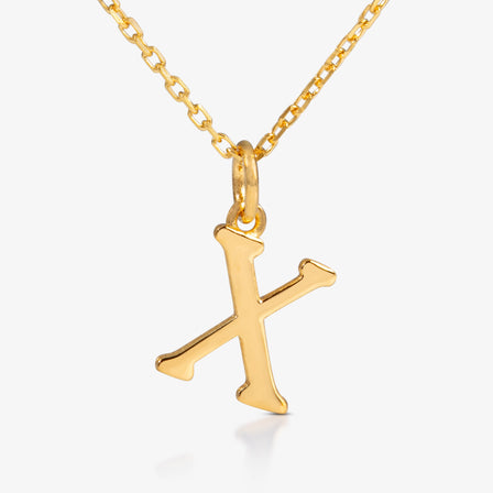 24K Gold Monogram Necklace - Letter X