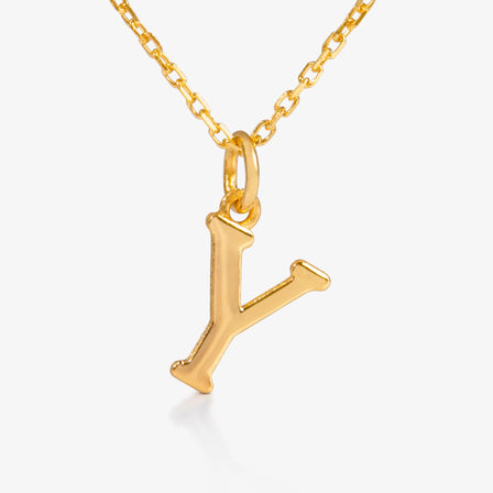 24K Gold Monogram Necklace - Letter Y