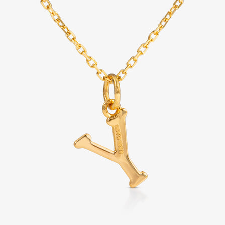 24K Gold Monogram Necklace - Letter Y