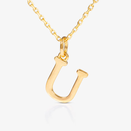 24K Gold Monogram Necklace - Letter U