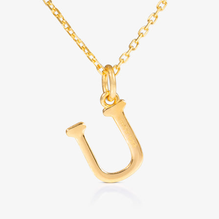 24K Gold Monogram Necklace - Letter U