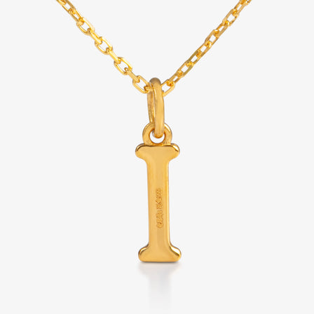 24K Gold Monogram Necklace - Letter I